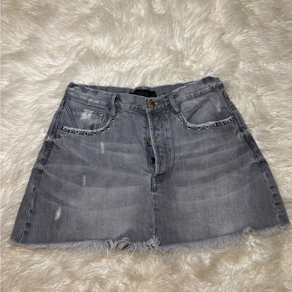 Zara Gray Mini Skirt with Studded Accents